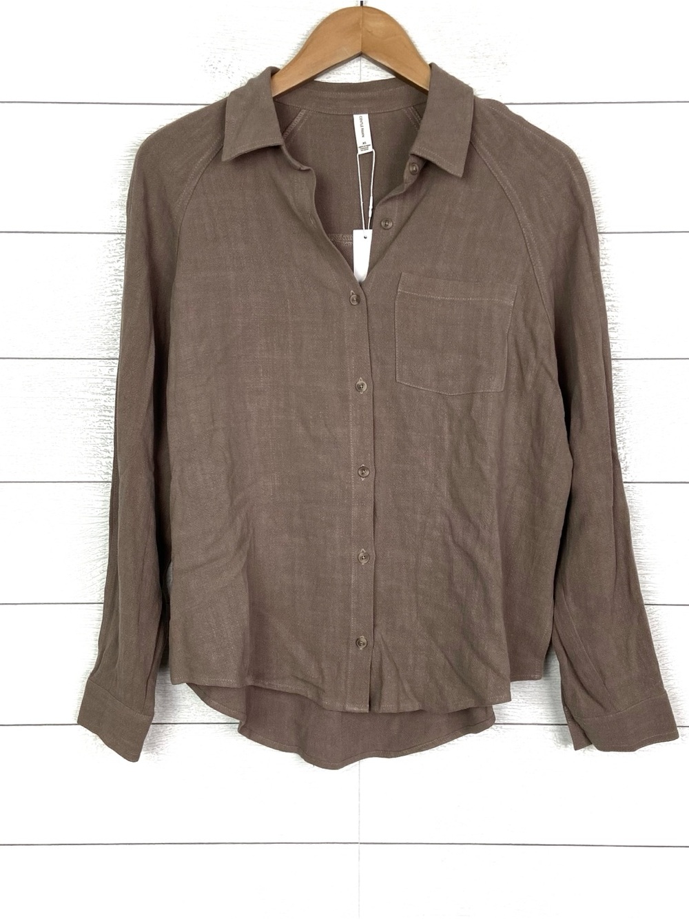 NWT GENTLE FAWN Indiana Top Button Up Taupe Brown XS Rayon Linen